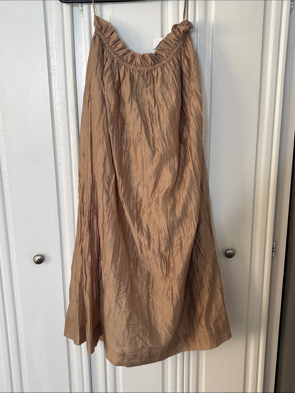 J.Crew Beige Lyocell Full Maxi Skirt Ruffle Elastic Waist S